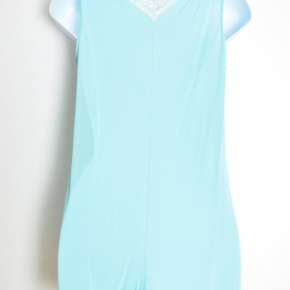 vintage 70s lingerie romper blue white lace teddy negligee one piece pajamas XS - Picture 5 of 6